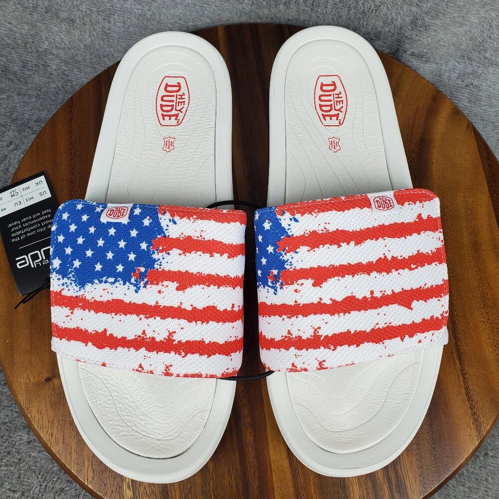 Hey Dude Slides Men's 13 Phoenix American USA Flag Slip On Casual Sandals - Picture 6 of 10
